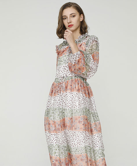 2024 Spring Summer - Botanic-print silk-chiffon maxi dress