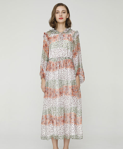 2024 Spring Summer - Botanic-print silk-chiffon maxi dress