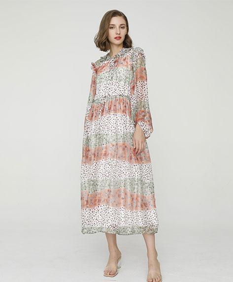 2024 Spring Summer - Botanic-print silk-chiffon maxi dress