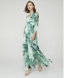 Botanic-print silk-chiffon maxi dress