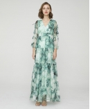 Botanic-print silk-chiffon maxi dress