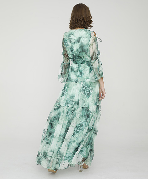 2024 Spring Summer - Botanic-print silk-chiffon maxi dress